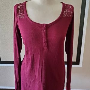 Burgundy ribed blouse